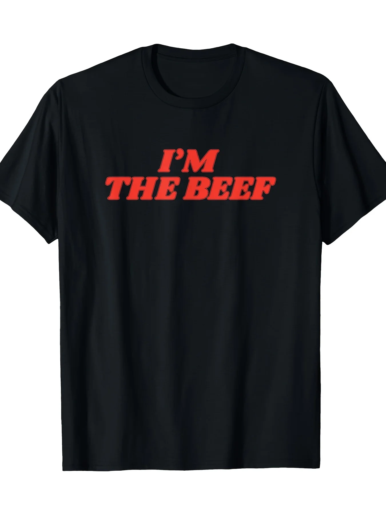 Men'S Vintage 'I Am Beef' Graphic T-Shirt - Pound Street Style Short-Sleeve Round Neck Casual Wear, Featuring a Striking Red Pri