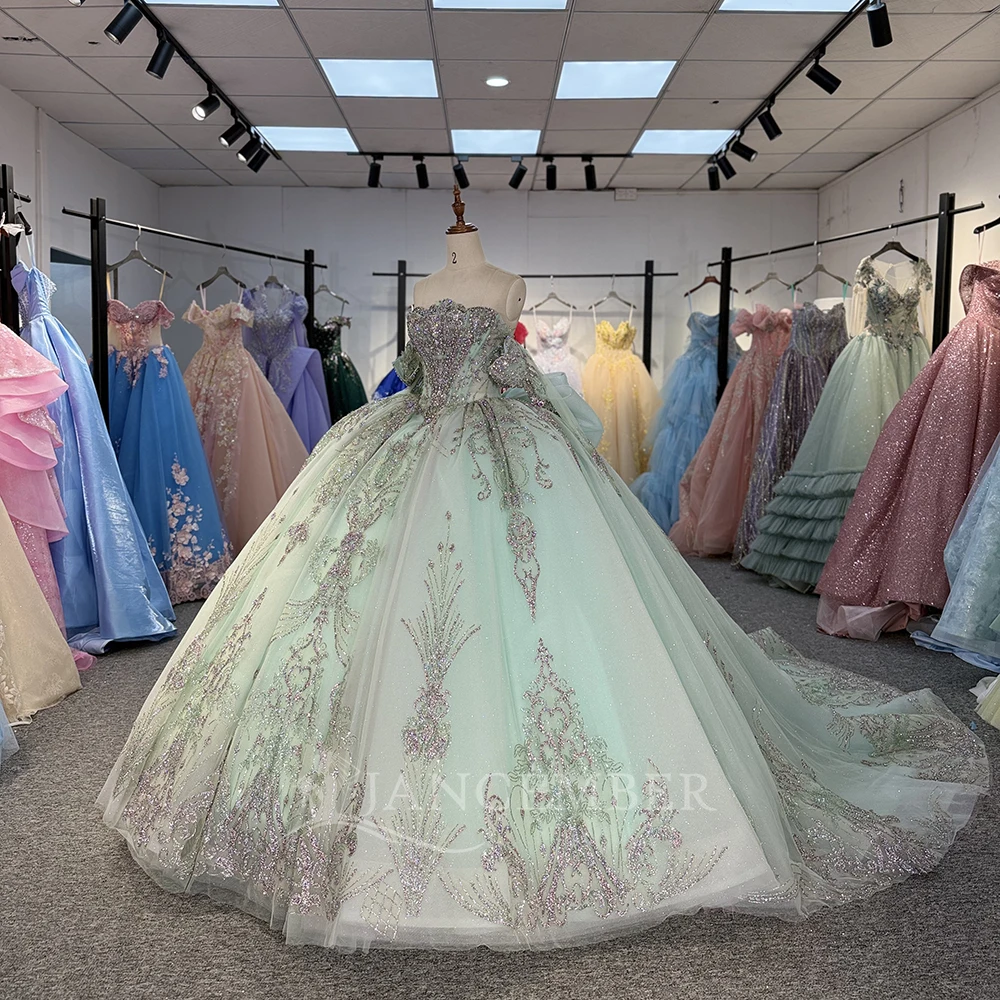 สไตล์ Ball Gown Quinceanera ชุด 15 Ans Lacing up แขนยาว Vestidos De 15 ที่กําหนดเอง vestidos 15 ปี quinceañeras