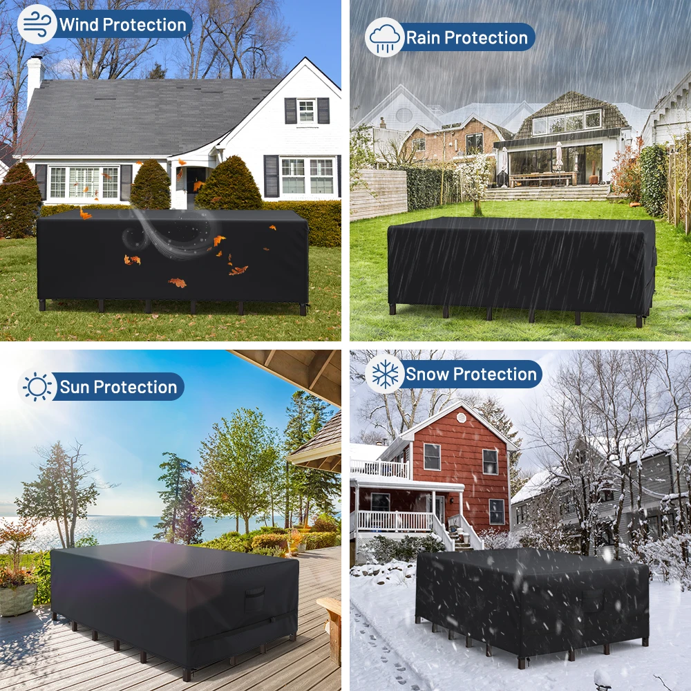 600D Garden Furniture Cover Oxford Fabric Tarpaulin Waterproof Outdoor Patio Dust Proof Cover for Sofa Table Chair