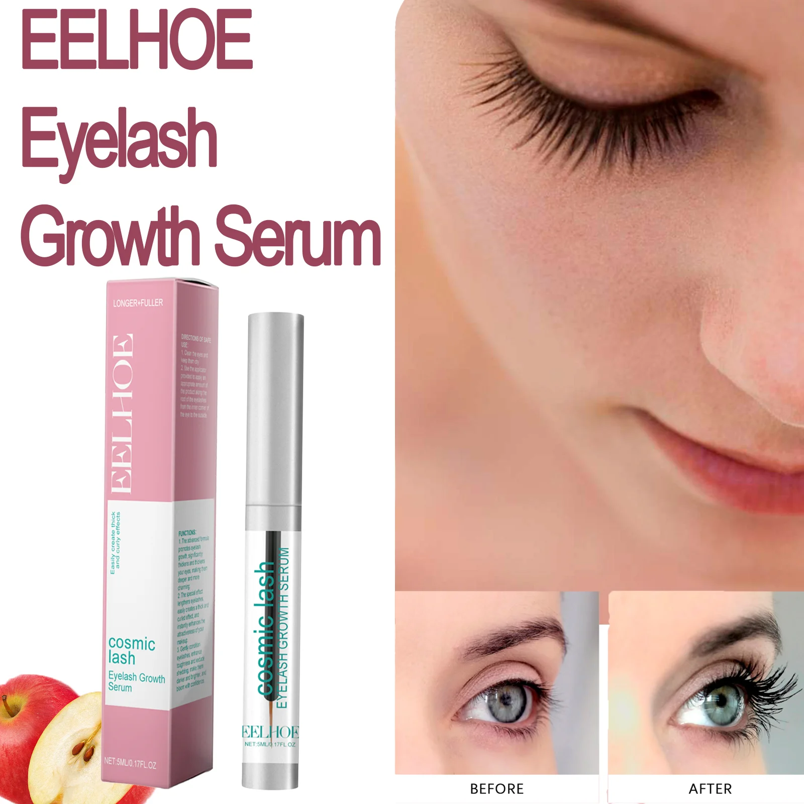 EELHOE sérum de croissance des cils Volume et Curl Mula favorise la croissance des cils effet spécial allonge les cils état doucement 5 ml