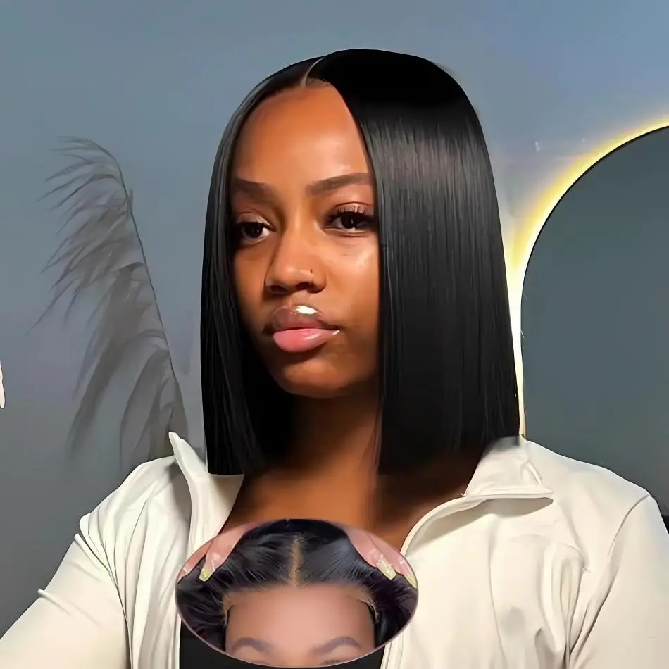 

Бесшовный прямой парик-боб 5x5 из натуральных волос, готовый к использованию, летний, бразильский, 4x4, 10-12 дюймов, с предварительно нарезанным краем, 100% предварительно прорезиненный, без клея