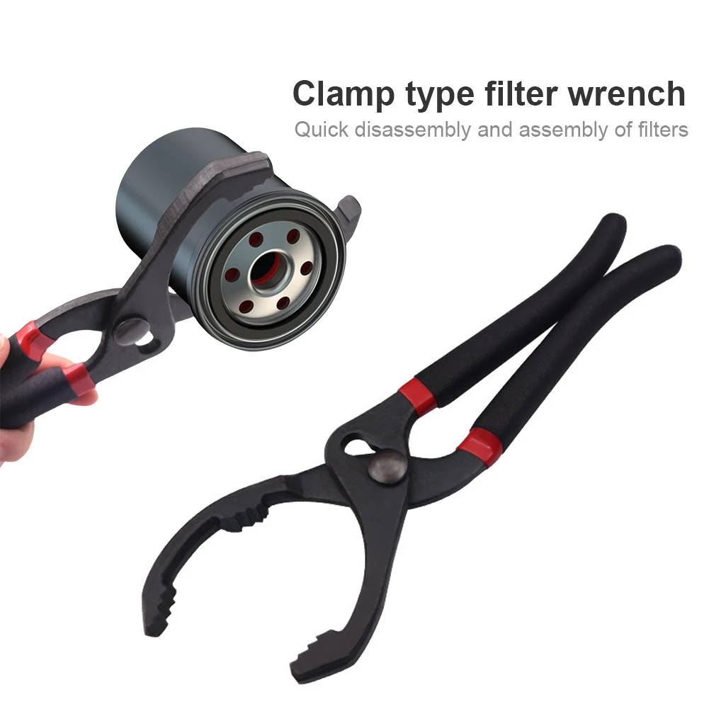 

12" Adjustable Oil Filter Wrench Removal Tool Clamp Type Locking Pliers Oil Filter Remove Disassembly Tools for Truck Car Repair