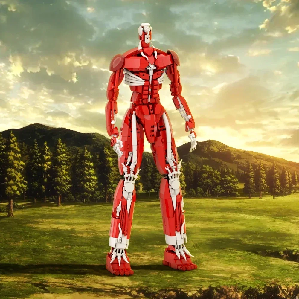 Anime Accessories Attacks Colossus Titan Building Blocks Red Mecha Titan Super-large Robot Assembly Model Puzzle Kids Toy Gift