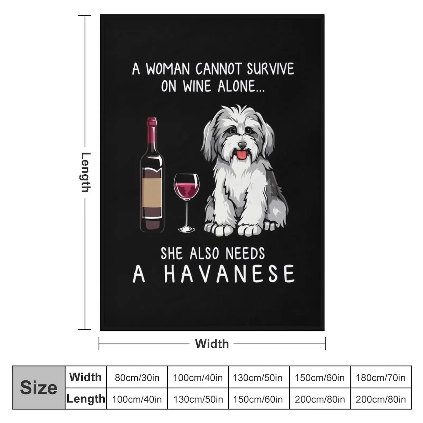 Havanese and wine Funny dog Throw Blanket Flannel Cute Blankets