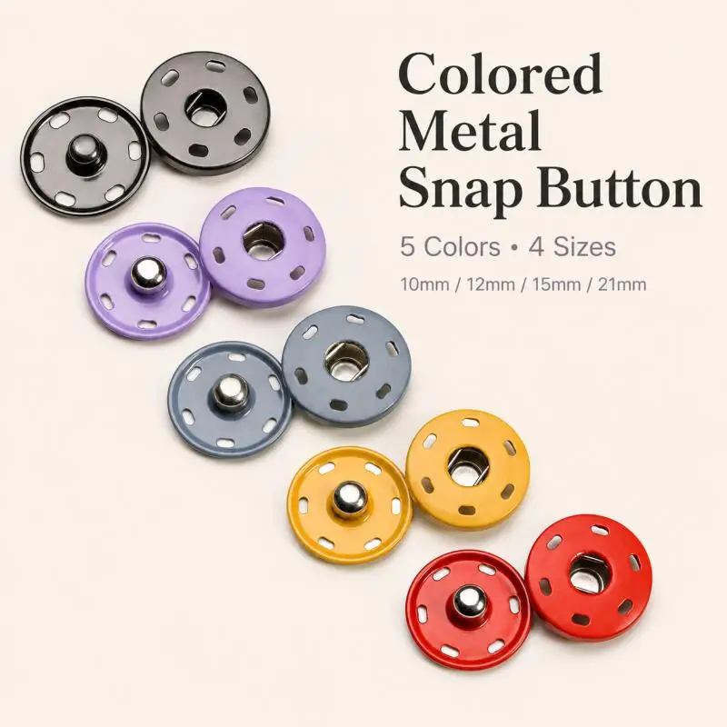 Unsichtbare Metall-Druckknöpfe 10-21mm 10/20/30 Sets Bunte Druckknöpfe für DIY-Kleidungsherstellung – Detail 1