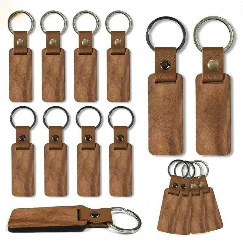Wooden Keychain Retro Pendant Vintage Wood Keyring Friend Gift Personalized Key Chain Key Ring Custom Personalized Keychain