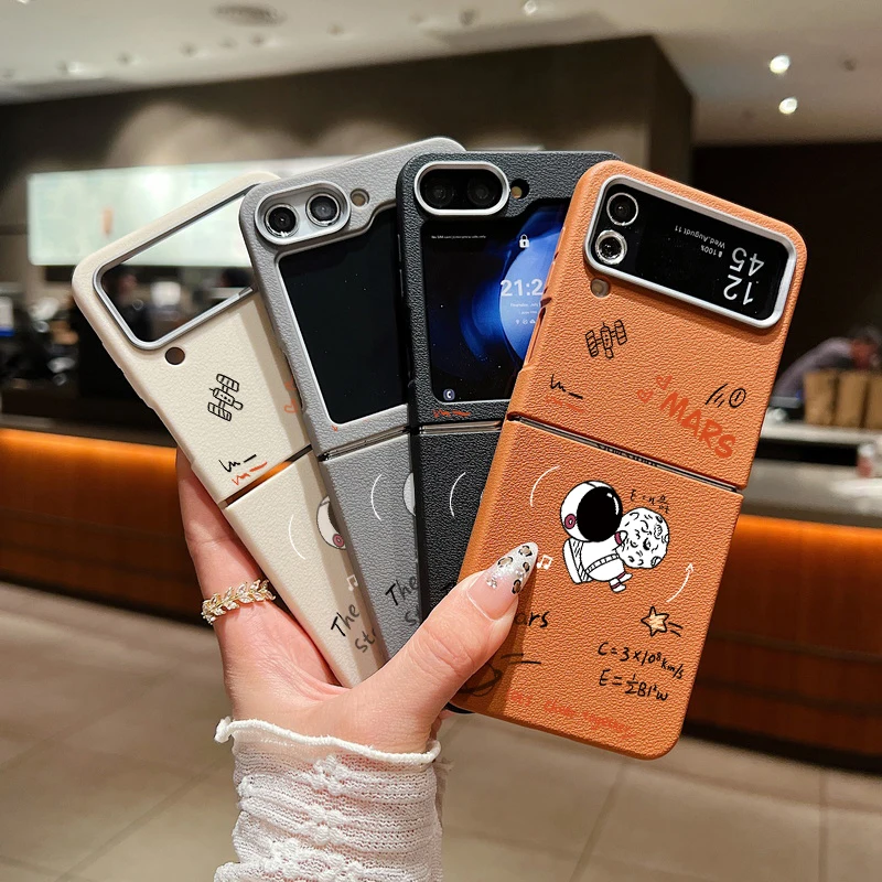 حافظة لهاتف سامسونج جالاكسي Z Flip7 FE Flip 7 6 5 4 3 5G نسيج جلدي غطاء قابل للطي من البولي يوريثان لهاتف سامسونج Z Flip6 Flip5