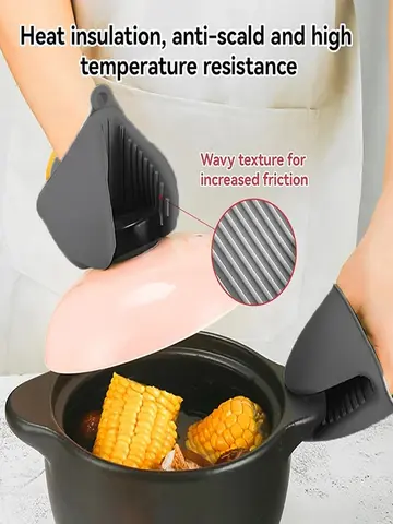 2pcs Oven Mitts Silicone Heat Resistant Pinch Mitts Anti Scalding Non Slip Gloves Clips Pot Holder Cooking Baking Oven Mitts