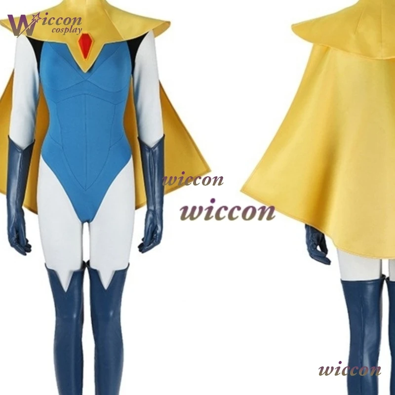 

Moe Game Diispatch Cosplay Blonde Cosplay Costume Full Set Jumpsuit Cape Spandex Zentai Bodysuit Halloween Costume Girls Women