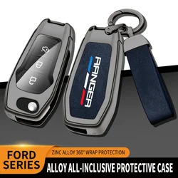 New Auto TPU Zinc Alloy Key Case Bag For Ford Ranger Logo Car Key Chain Car Metal Key Shell Car Interior Decoration Accessories