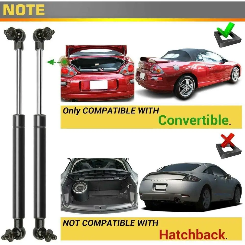 2pcs Rear Tailgate Boot Gas Strut Lift Support Rods Damper Bars for Mitsubishi 2001-2004 Eclipse 3G Convertible with Spoiler
