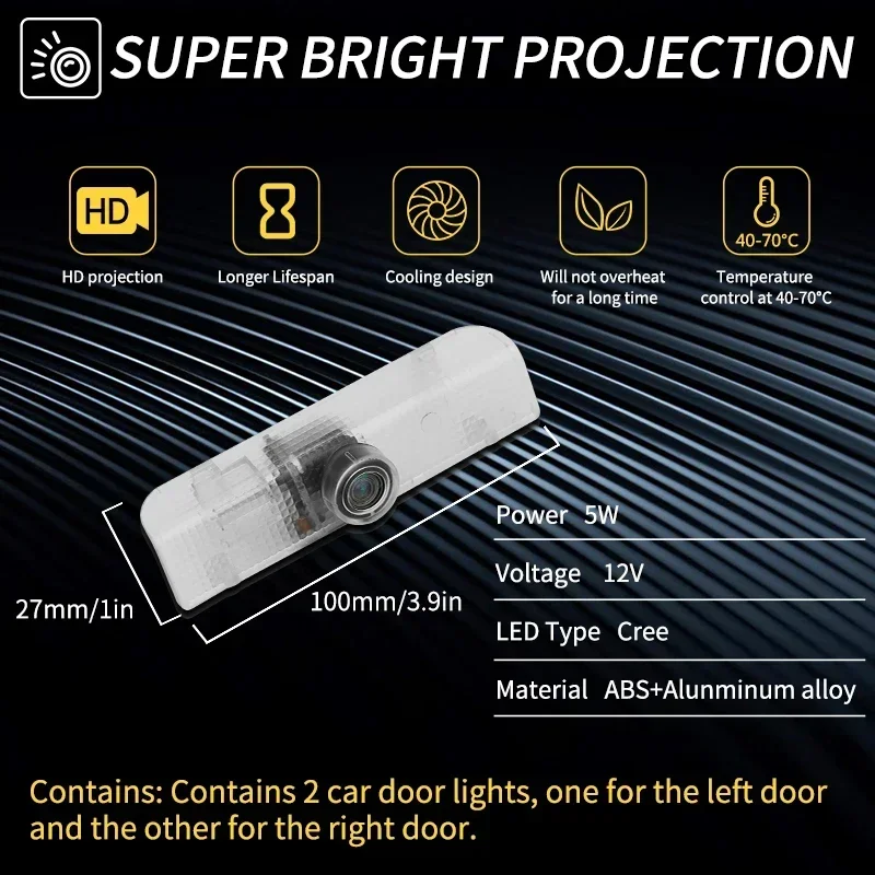 2PCS LED Car Door Courtesy Light Projection Accessories For Nissan Altima 2005 2006 2007 2008 2009 2010 2011 2012 2013 2014-2019