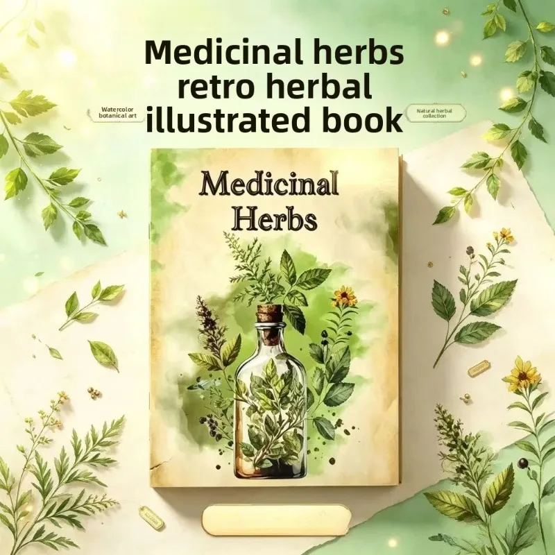Medicinal Herbs Vintage Illustrated Book, Botanical Art Guide Book for Collection and Scrapbook