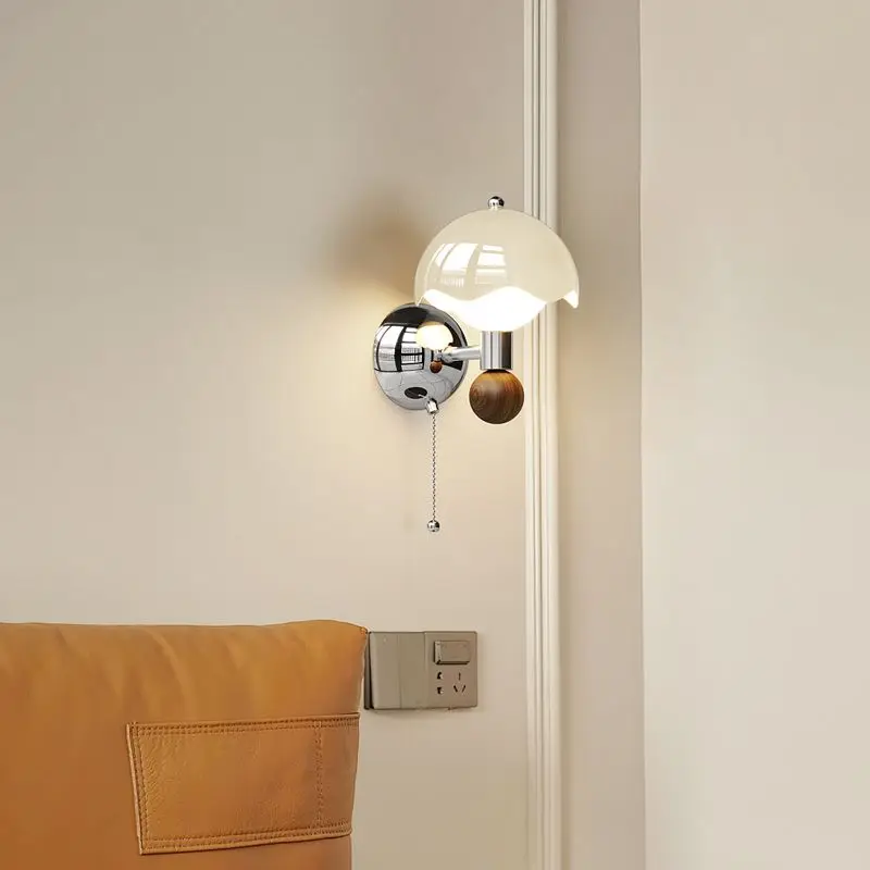 Cream wind eggshell wall lamp, medieval Bauhaus mushroom creative bedroom bedside lamp