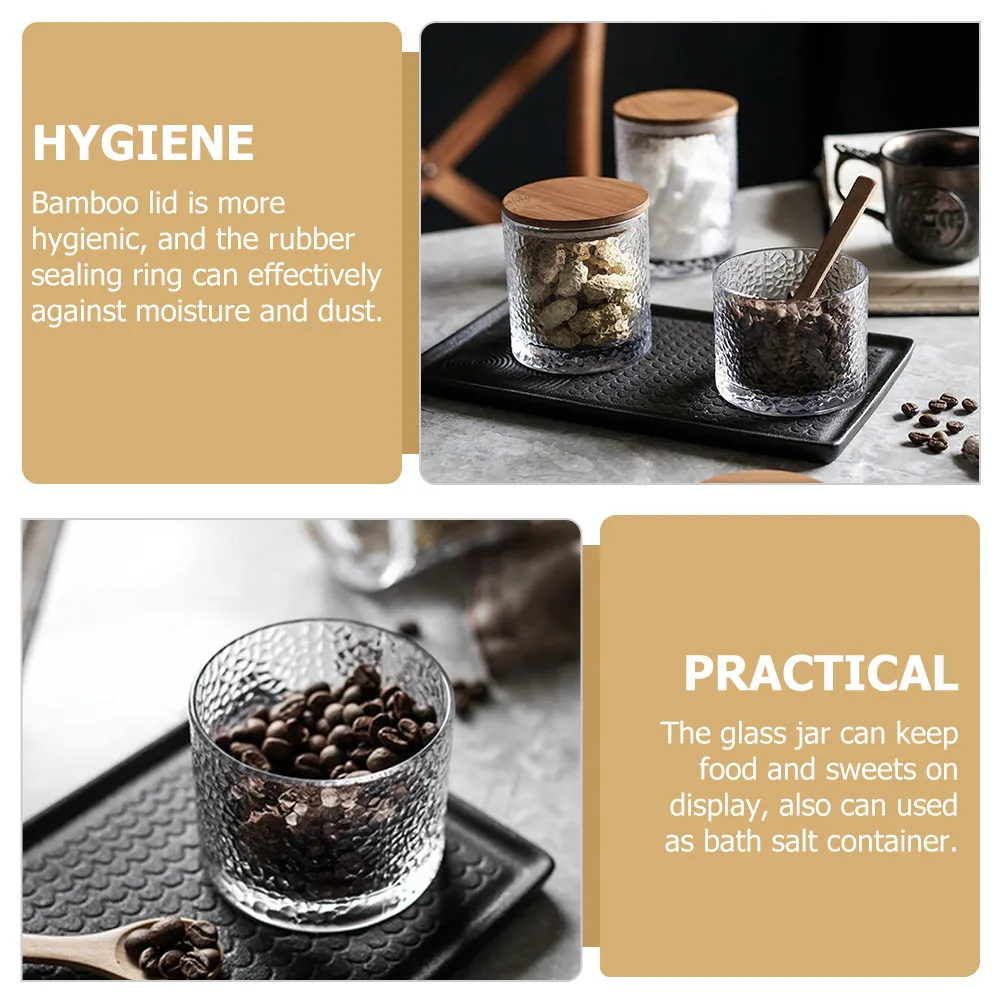 Glass Airtight Storage Jar Bamboo Lid Candy Box Coffee Container Dog Treat Holder Kitchen Cookie Biscuit Tea Flour Food