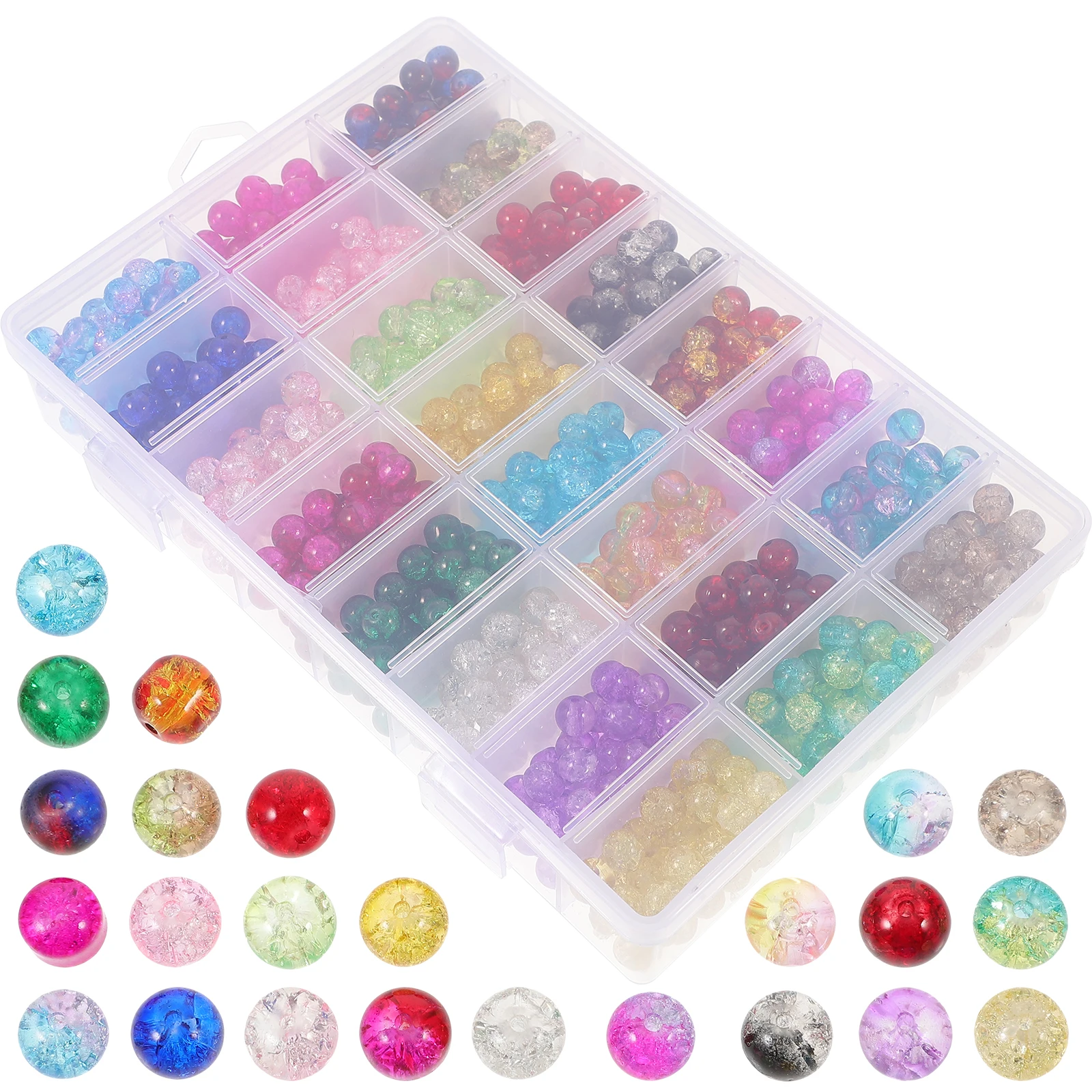 

1200pcs 1 Box Of Glass For Jewelry Making Diy Crafting Bulk Loose Beads Assorted Colored Small Round Spacer Beads Decorative Diy