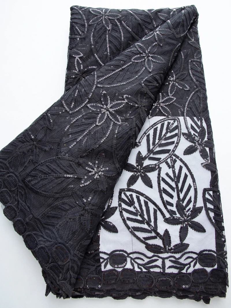 African Nigerian Mesh Net Lace Fabric With Sequins French Tulle Lace Fabric 2025 High Qulity For Wedding Party Dress Sew A3346