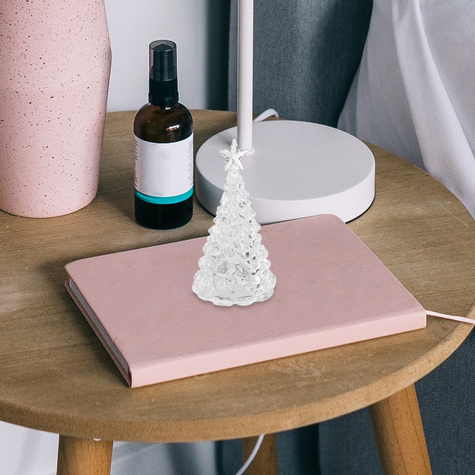

2pcs Glowing Acrylic Christmas Tree Mini Table Lamp Decor For Bedroom Holiday Party Christmas Lighted Artificial Tree Ornament