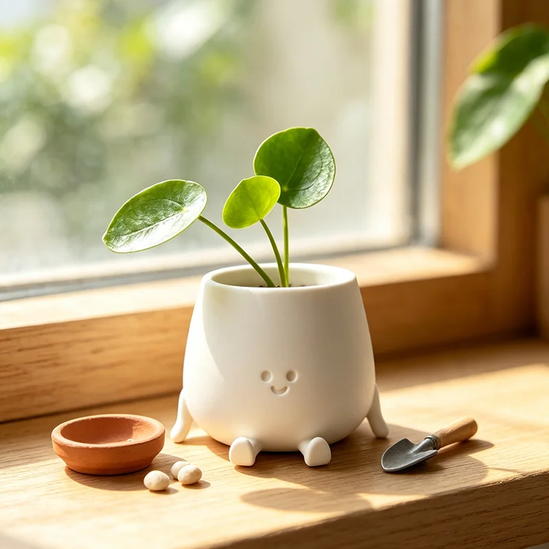 3D Printing Vase - กระถางต้นไม้ลายหน้ายิ้มน่ารักพิมพ์ 3 มิติ กระถางต้นไม้อวบน้ำลายการ์ตูนสร้างสรรค์ ของตกแต่งบ้านสไตล์นอร์ดิก กระถางแคคตัสขนาดเล็ก