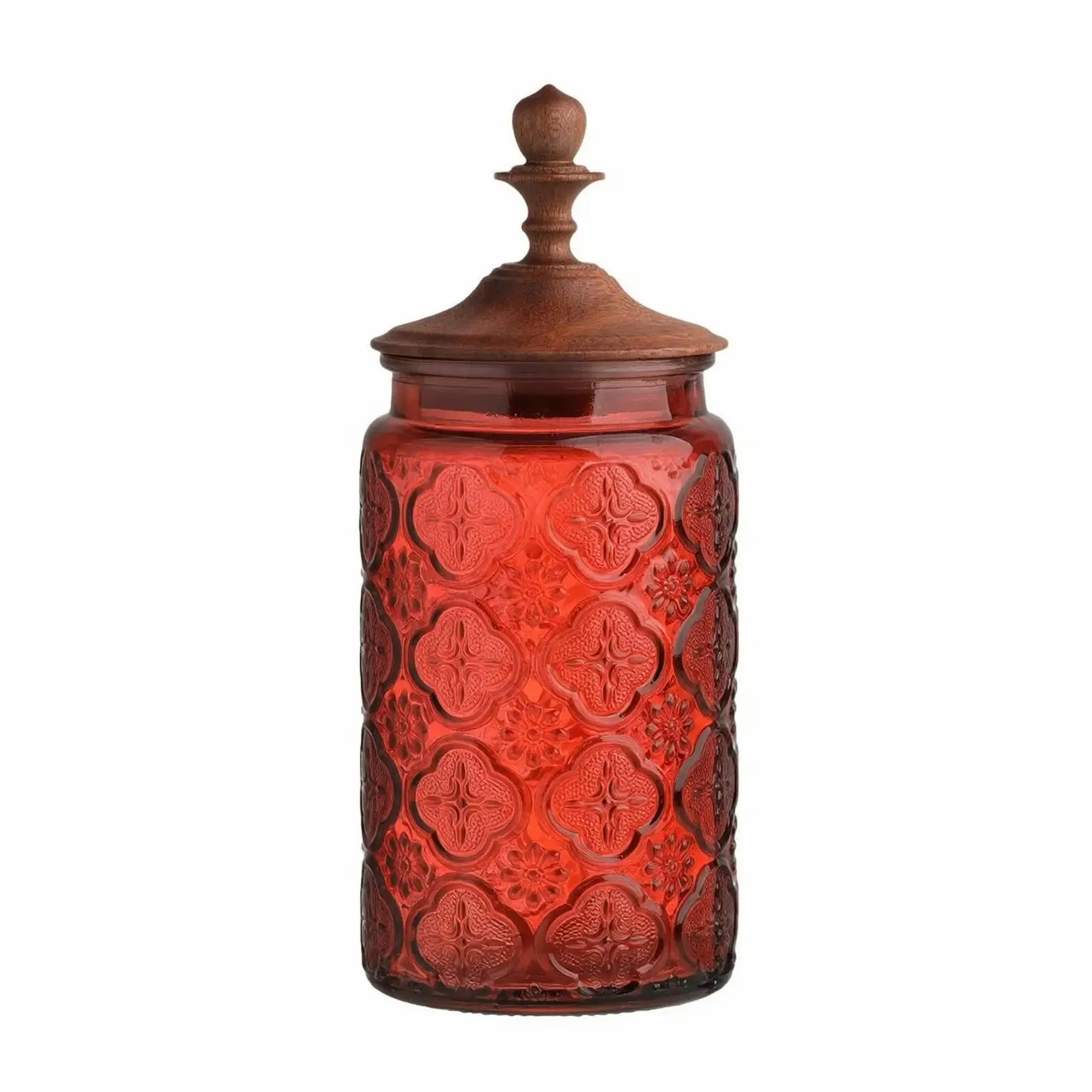 Airtight Glass Kitchen Storage Jar with Wood Lid for Coffee Tea Sugar Dry Food Canister