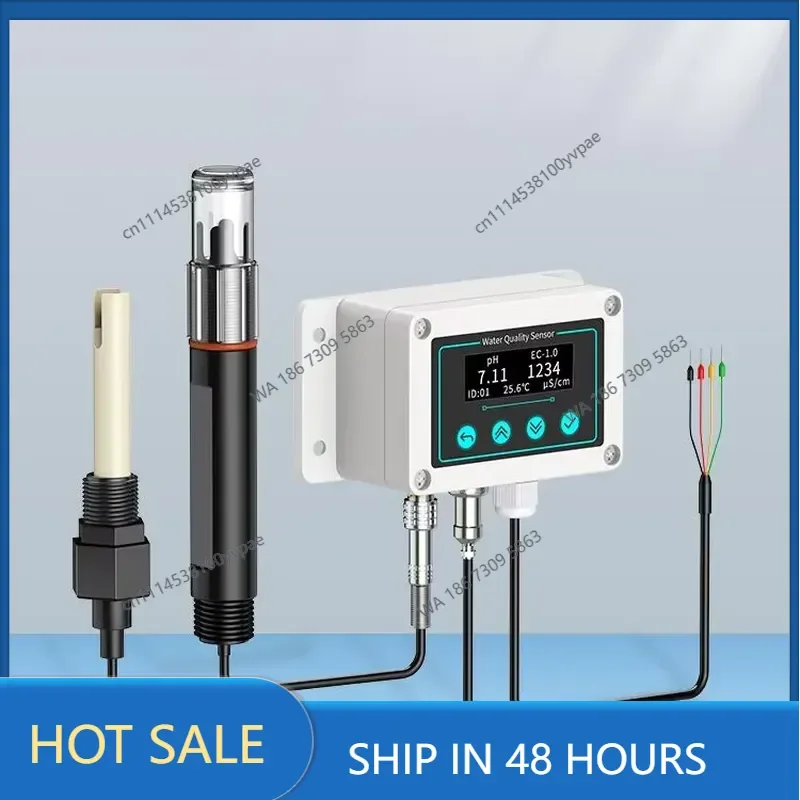 Stainless steel electrode multi-parameter RS485 pH EC conductivity sensor measuring instrument water quality