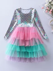 Girls' Long sleeved Mermaid Cake Autumn Dress LH168