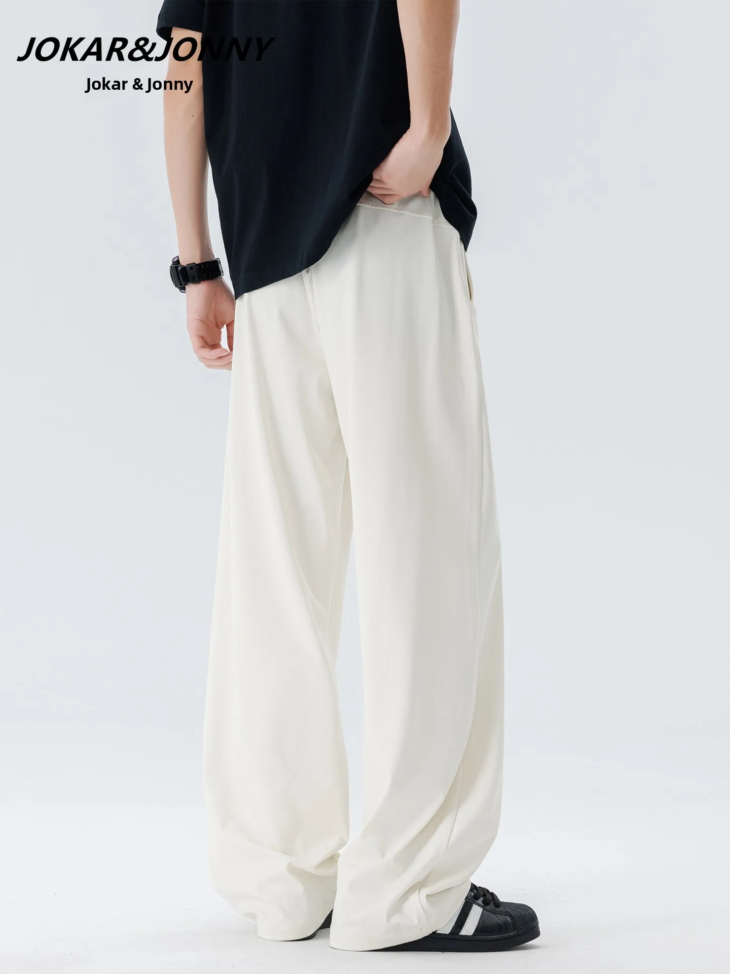 

JOKARJONNY Ice Silk Drapey Casual Pants Men Summer Thin Straight Loose Qui Dry Sports Long Trousers Casual Loose Fit Youth