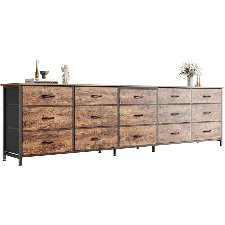 78.7 inch Long Dresser for Bedroom, 15 Drawer Fabric Dresser for Closet, Large TV Stand for 65, 75, 85 inch TV, Wide Chest of Dr