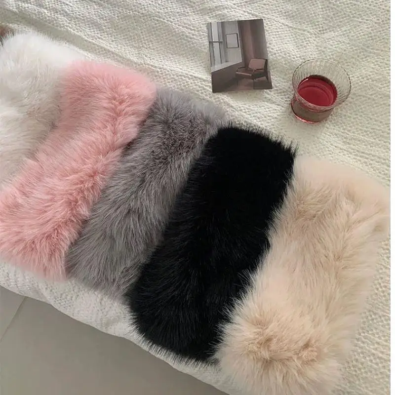 

2025 Women Faux Fox Fur Headband Thickened Winter Lmitation Fur Head Cover Ski Cap Russian Outdoor Windproof Ear Warmer