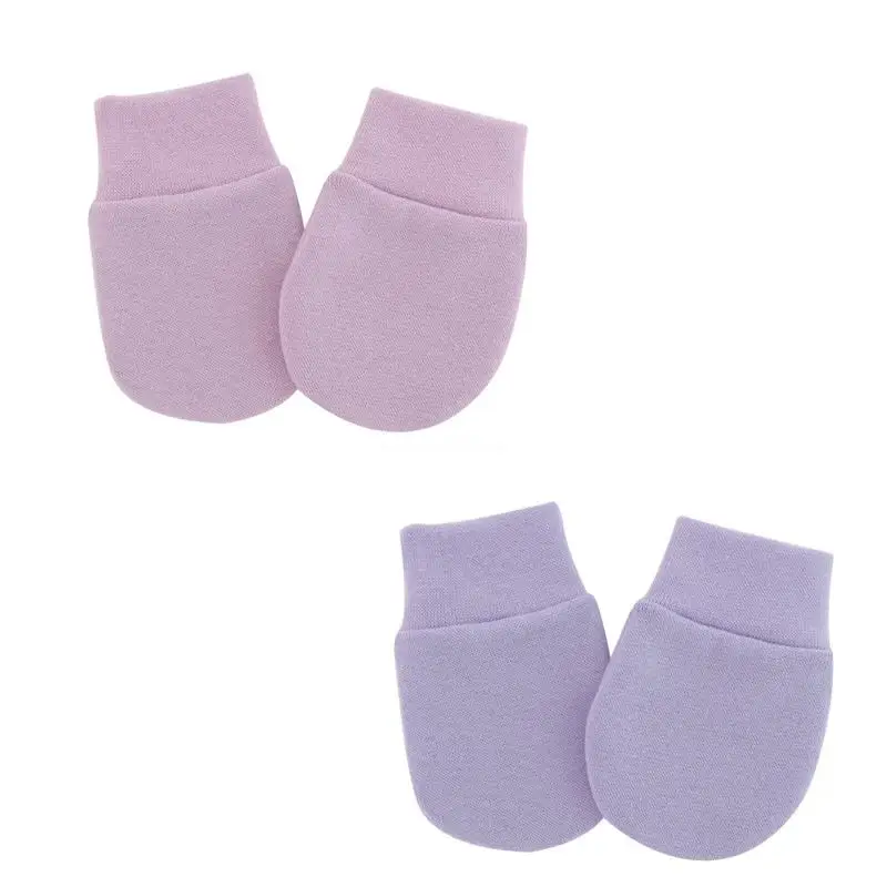 1 Pair Newborn for Protection Face Scratch Hands Gloves Solid Color No Scratch Mitts Baby Anti Scratching Soft Cotton Gl