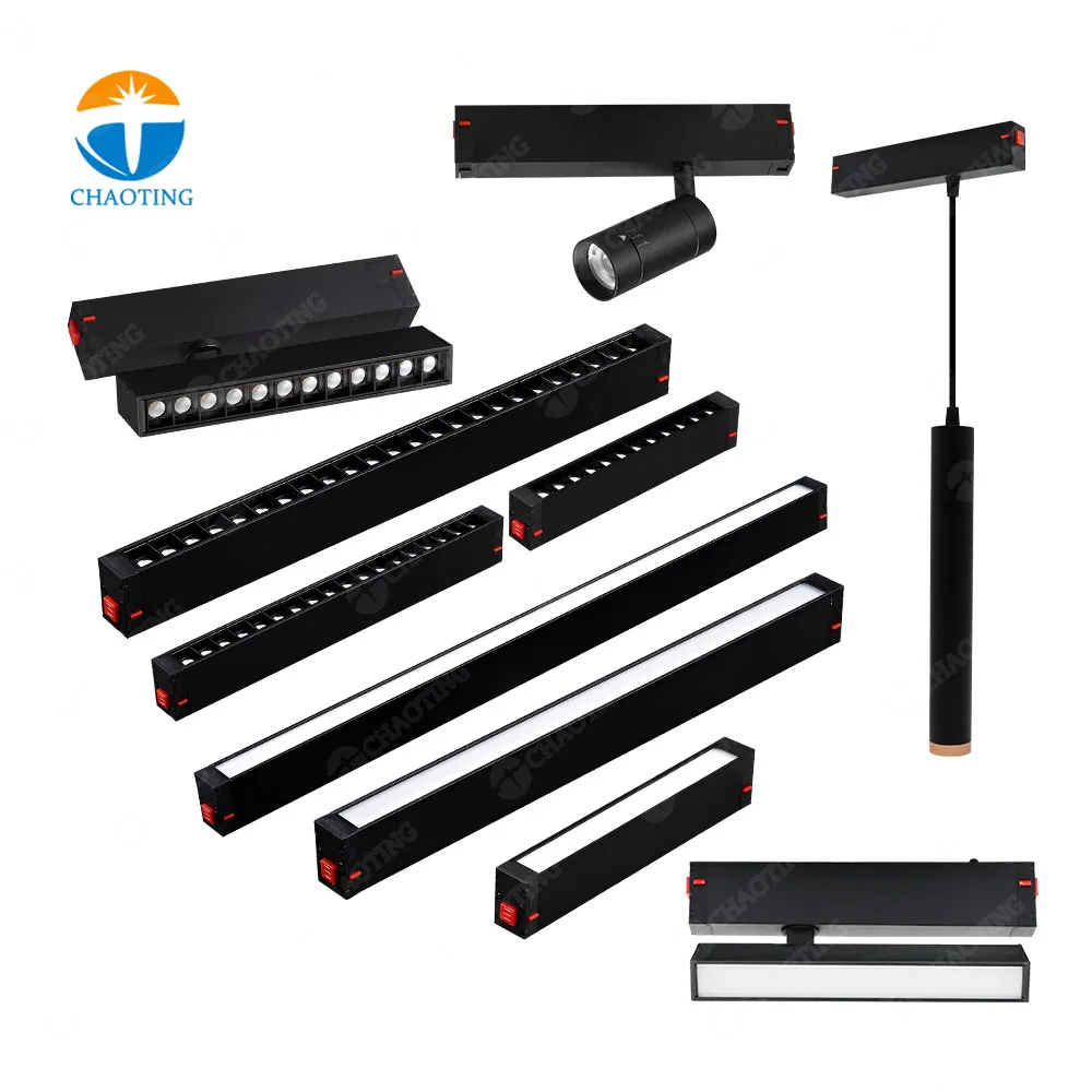 8W 10W 12W 16W 20W 24W 30W 40W 50W 60W New Modern DC90-265V Dimming Rail Grille Magnetic Track Light System