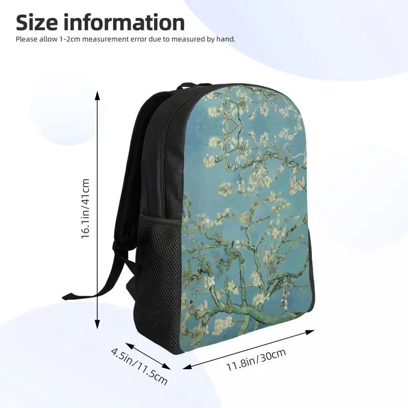 Mochila personalizada con flores de almendra de Vincent Van Gogh para hombre y mujer, bolsa para ordenador portátil, para escuela, estudiante universitario, bolsa de pintura de flores