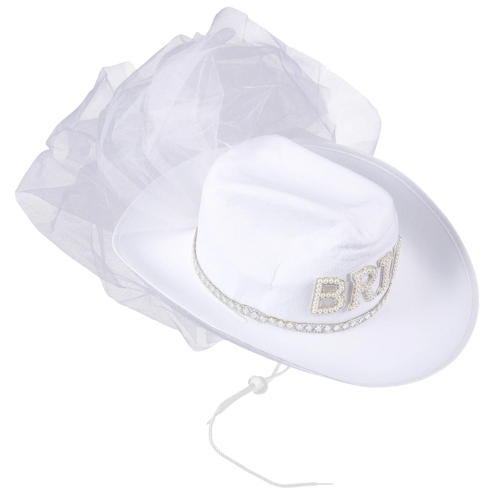 

Cowboy Hat Elegant Pearl Bridal Women Wedding Party Rhinestone Hats Accessories
