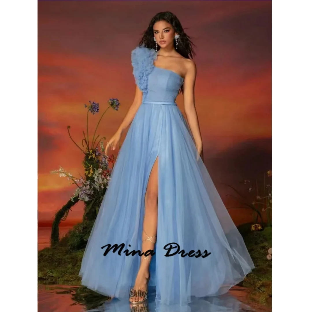 Mina Chiffon Elegant Evening Dress Woman Sleeveless Luxury Dresses Women 2024 Prom Oblique Shoulder Elegant and Noble Side Slits