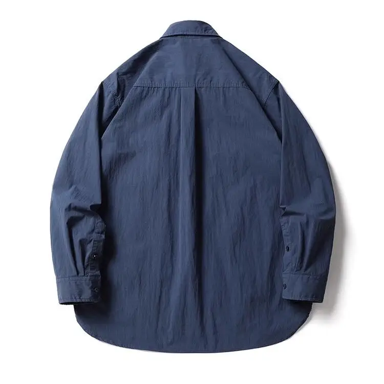 

Loose Fit Long Sve Cotton Workwear irt Men's Casual Waed Outdoor Clothing Japanese Sle Vintage Blue Label irt