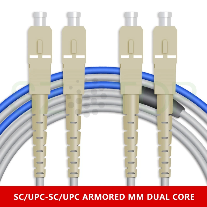 15M Armored Multimode Fiber Patch cord Patchcord MM DX OM2 Duplex LC SC FC ST UPC APC Patch Cord Fiber Optic Pigtail customized