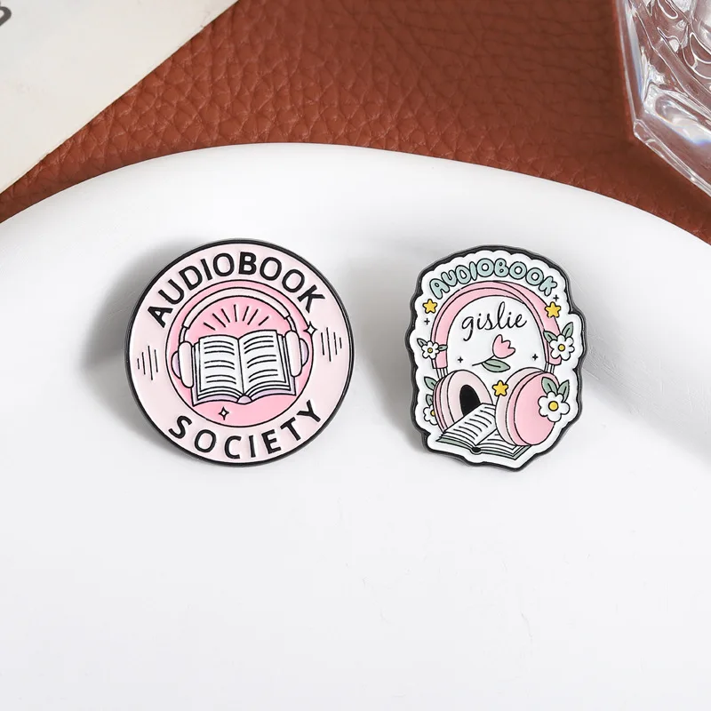 Cute Audiobook Enamel Pin Set 2pcs 