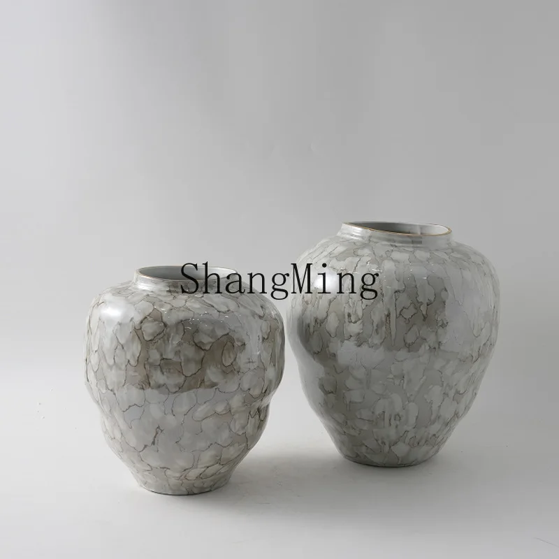 

SM high-end ceramic vase Chinese-style pottery pot large flower ware homestay entrance decorative ornament