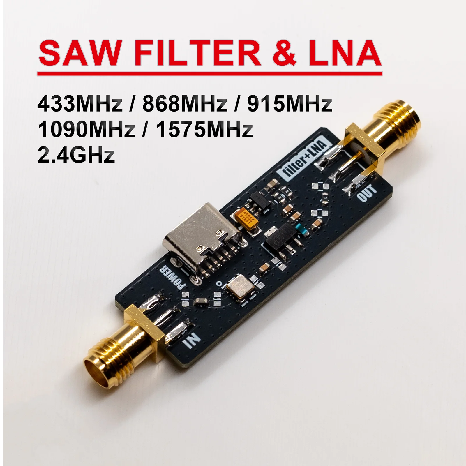 Active SAW Filter & LNA RF Amplifier | Multi-Band 433/868/915/1090Mhz 2.4Ghz for WIFI SDR ADS-B LORA Helium Miner Walkie Talkie