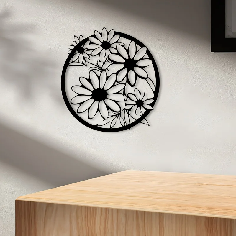 CIFbuy Vintage Daisy Flower Metal Wall Art Rustproof Weatherproof Iron Ornament For Home Office Bedroom Decor