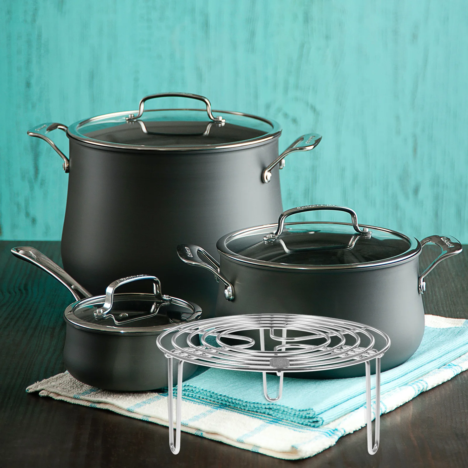 

150pcs Stainless Steel Steamer Rack Round Multifunction Cooking Steam Rack For Baking Cooling Lightweight Kitchen Tool