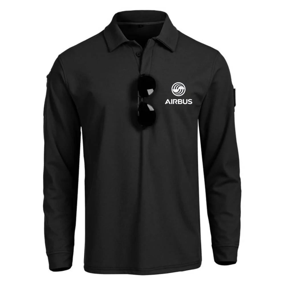 AIRBUS AVIATION Flight Airbusfan A320 Men POLO Long Sleeve Sports Lapel Tops Polo Shirts Men Sports Outside Tactical Tops