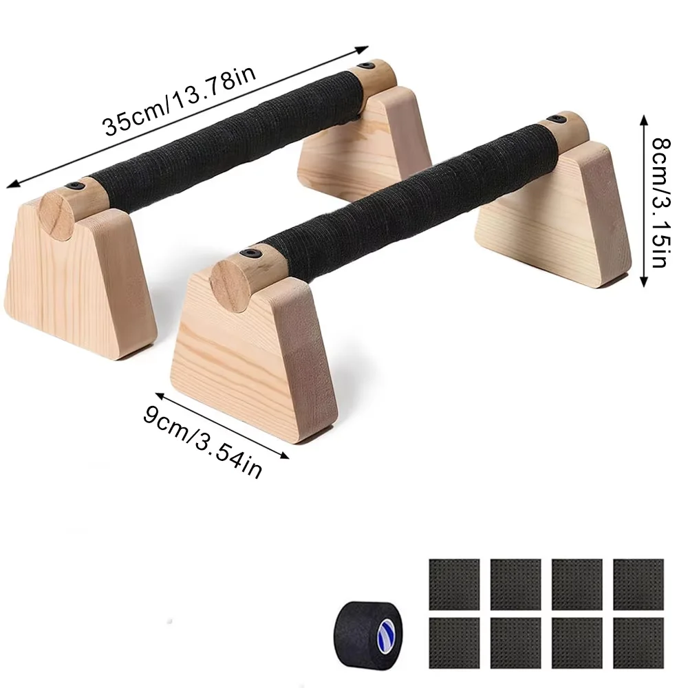 1 paar houten push-up bar, voor thuistraining parallettes bars, push-up standaard oefenapparatuur handstandblokken voor mannen en vrouwen
