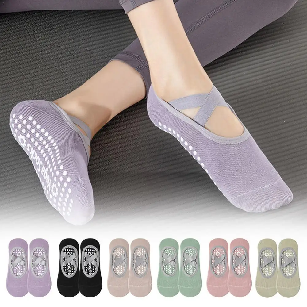 

1pair Yoga Socks For Women Non Slip Section Bandage Sports Ballet Dance Sock Moisture Absorption Perspiration