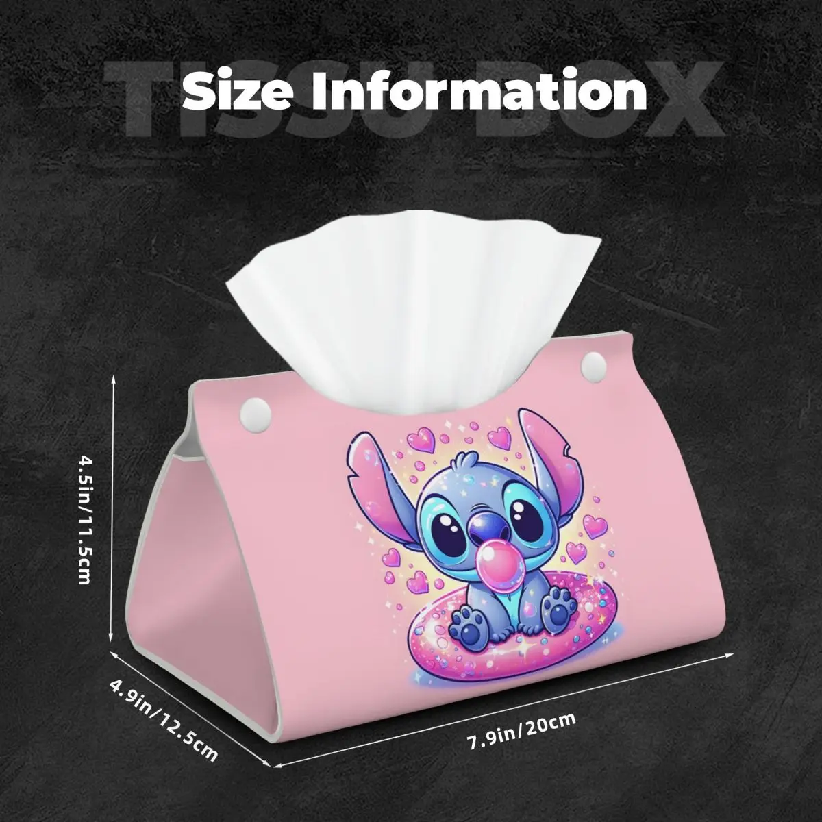 Custom Stitch Tissue Box Cover PU Leather Rectangular Comedy Cartoon Facial Tissue Box Holder for Bathroom Car