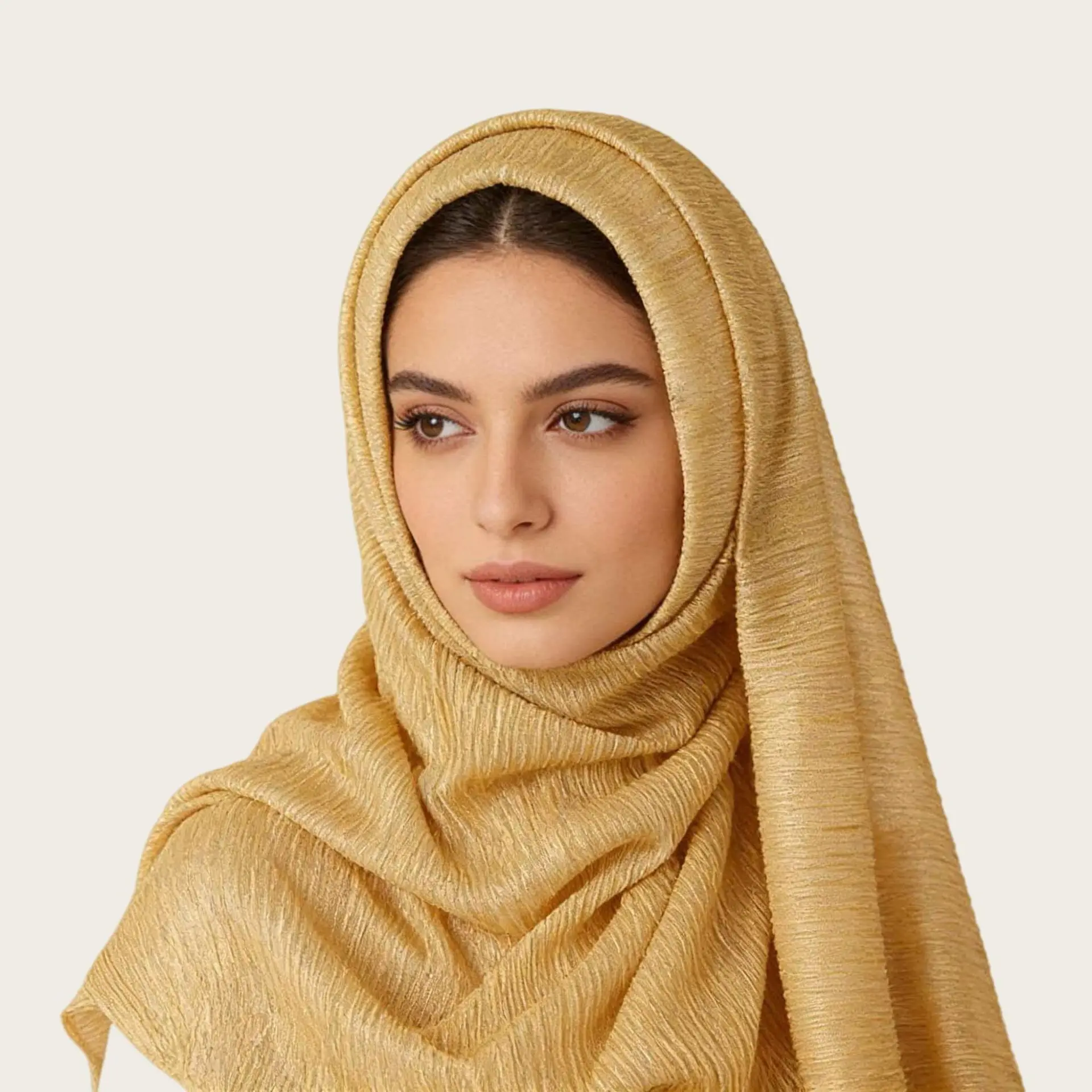 

Silk scarf, headscarf, ethnic-style shawl, veil, long scarf, autumn single-color crinkled style, solid color