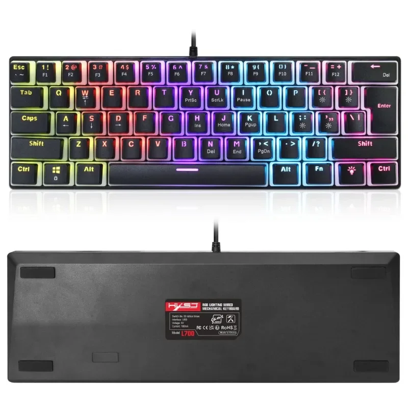 Wired mechanical keyboard 60% Gamer Colorful  pc key board Backlit mini Gaming pudding keyborads switch Musical teclado mecanico