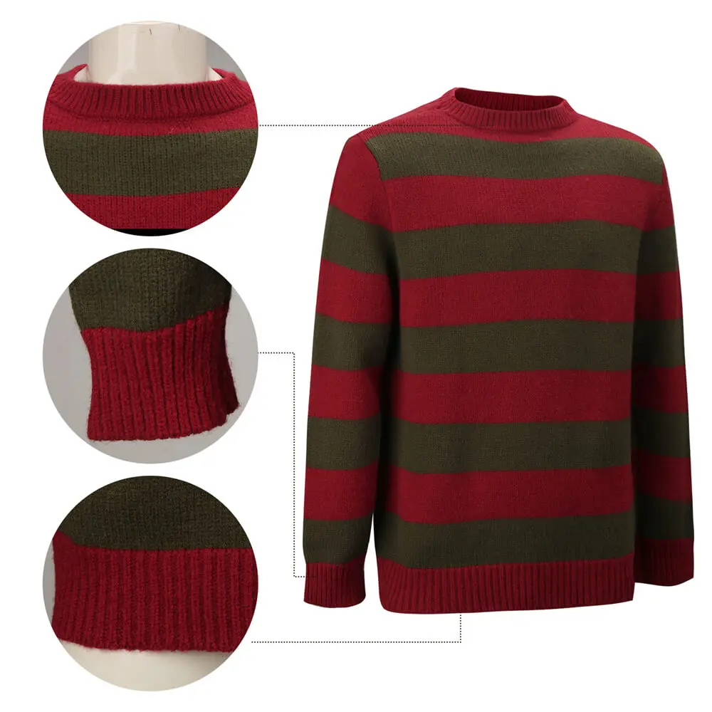 Freddy Krueger Traje Cosplay horrível para homens, camisa de Halloween, COS Trajes de RPG para adultos