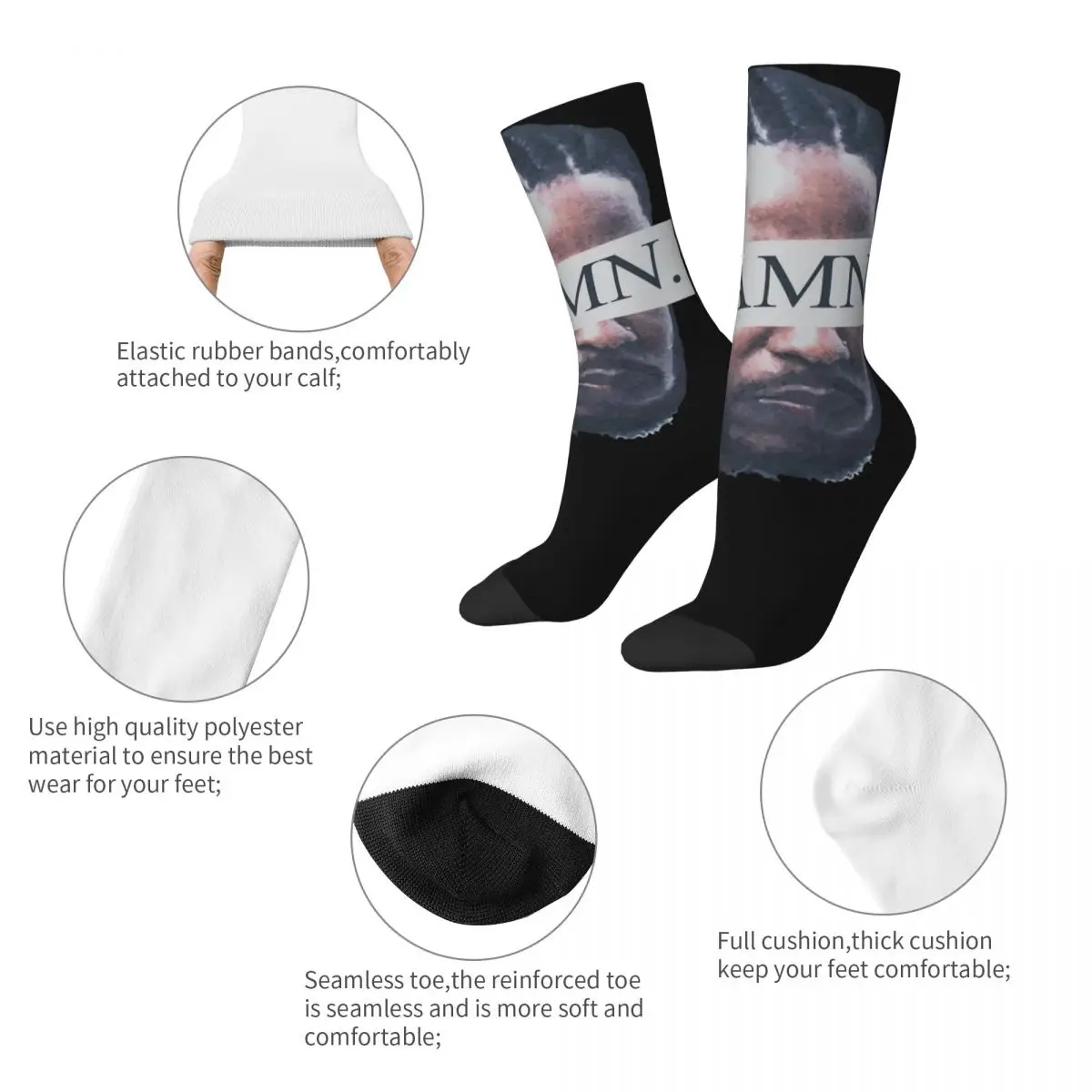 Female Male Kendrick Lamar DAMN Socks Cute Fashion Cool Rapper Hiphop Socks Harajuku Merch Middle TubeSocks Small Gifts