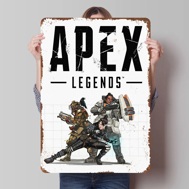 Apex Legends Game Cover Art Printed Poster Customized Wall Art Retro Vintage Metal Tin Signs for House Decor Garage Decorations